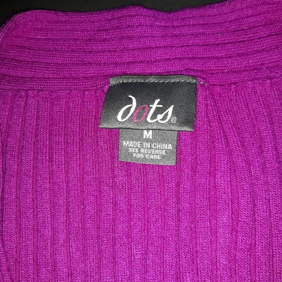 Dots Pink Fuscia V Neck  Medium Sweater - Picture 4 of 5